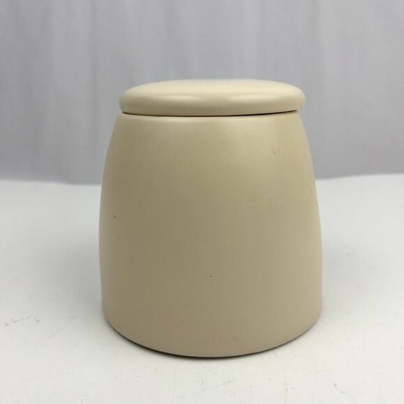 Umbra Mono Beige Ceramic Canister Lidded Jar Minimalist 5" - Picture 7 of 15